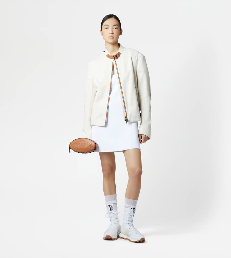 Tod's BIKER IN CANVAS AND LEATHER - BEIGE outlook