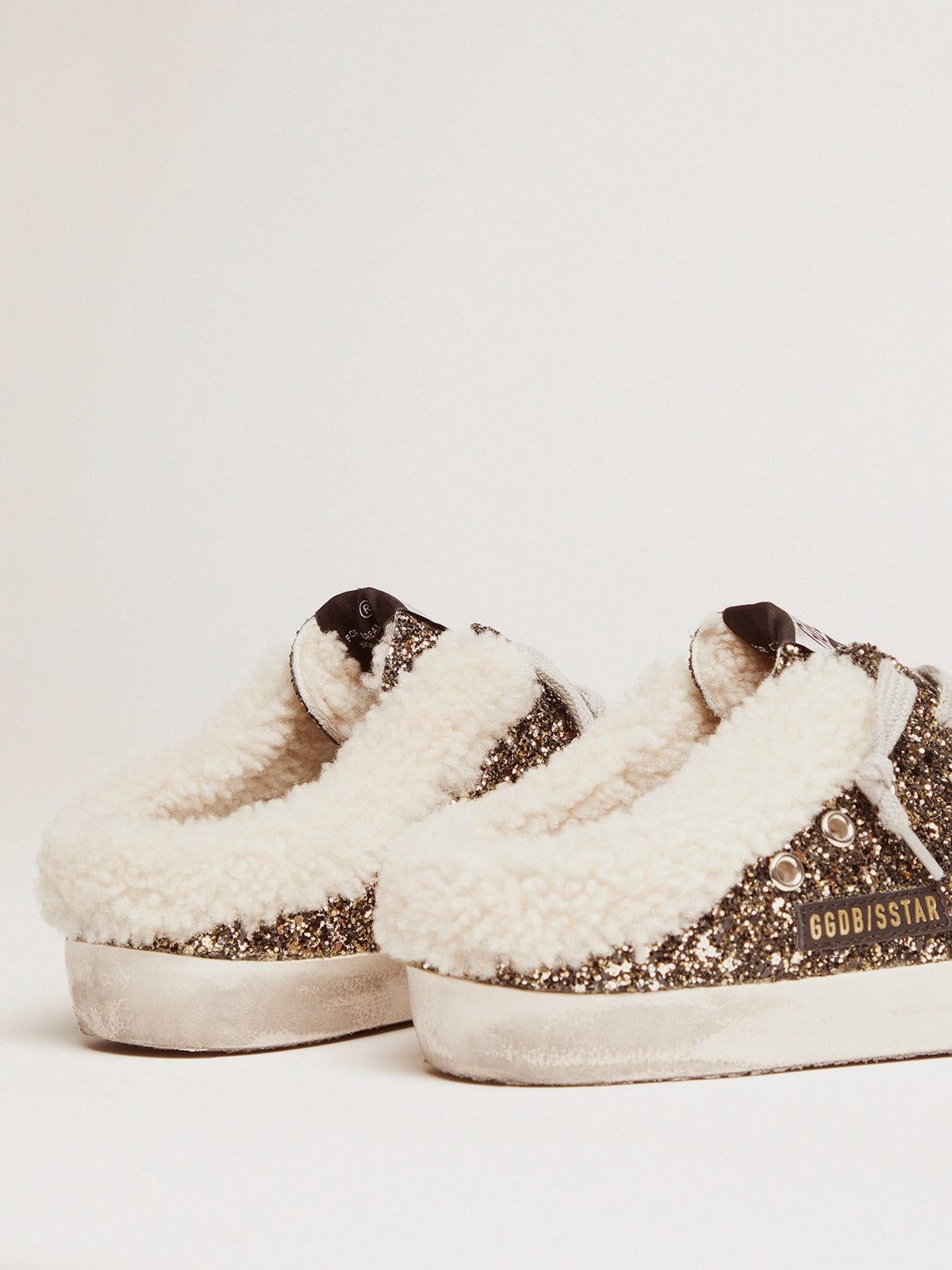 Super-Star sabot-style sneakers with glitter and shearling lining - 4