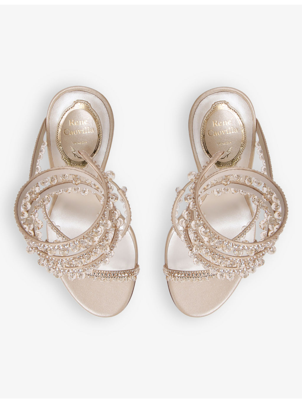 Chandelier bead-embellished leather heeled sandals - 4