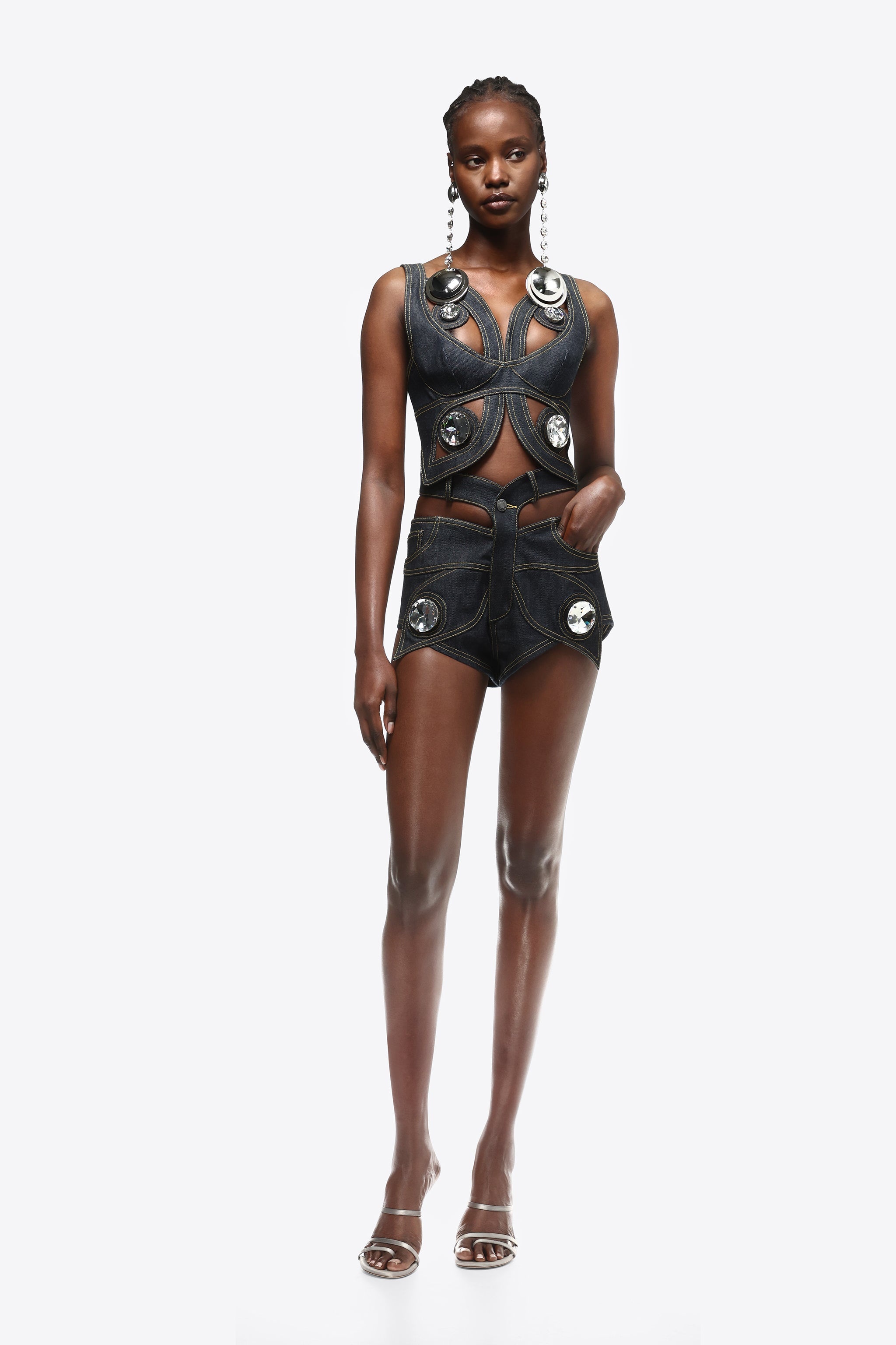 RAW DENIM BUTTERFLY HOT SHORT - 3