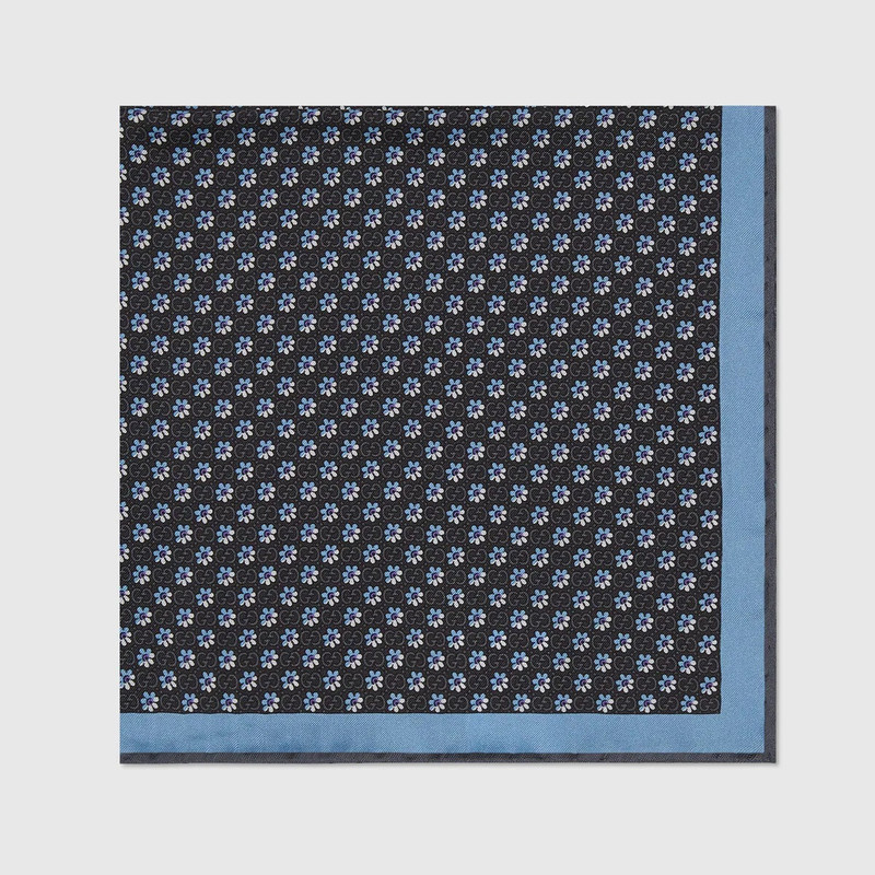 GUCCI GG and floral print silk pocket square outlook