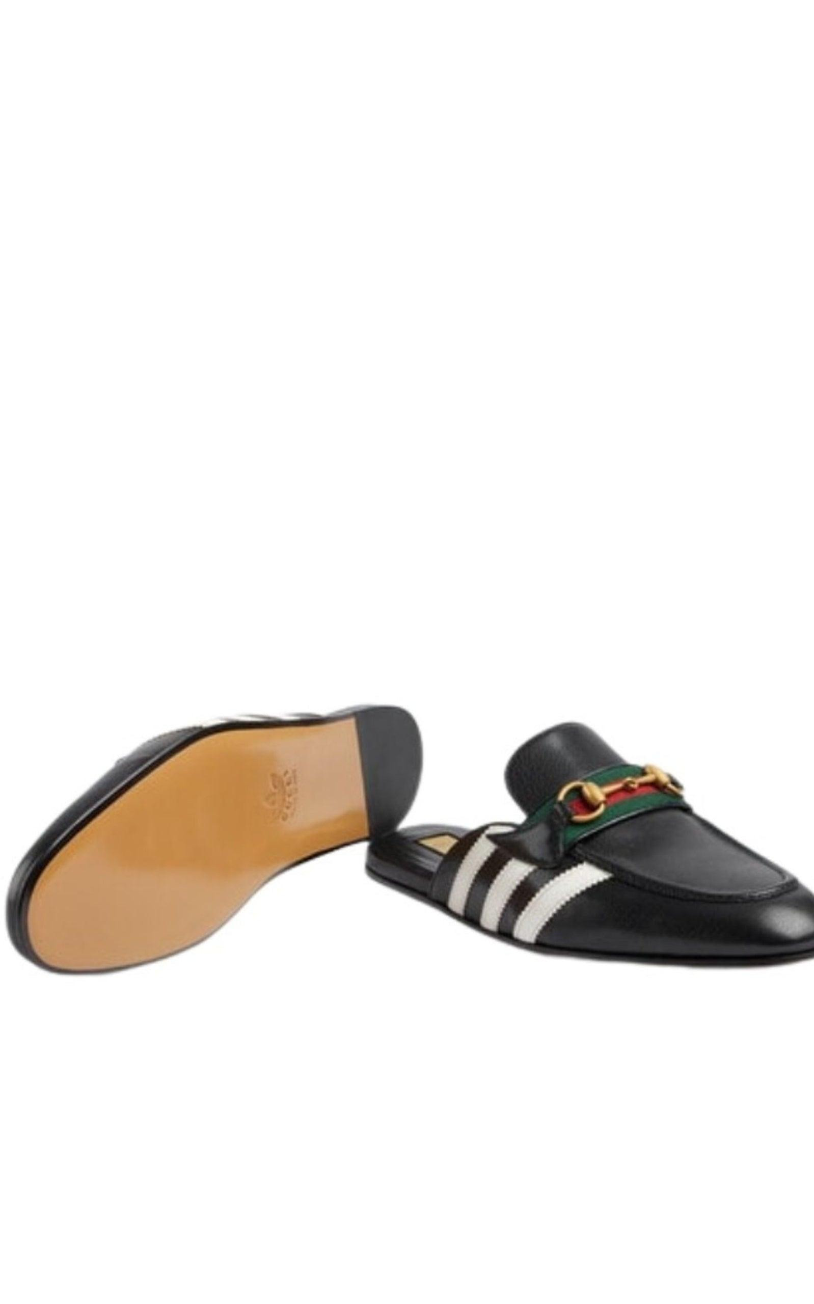 Horsebit x Adidas Leather Slipper in Black - 5