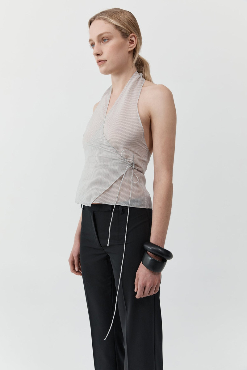 Sheer Stripe Wrap Top - Sheer Stripe 4