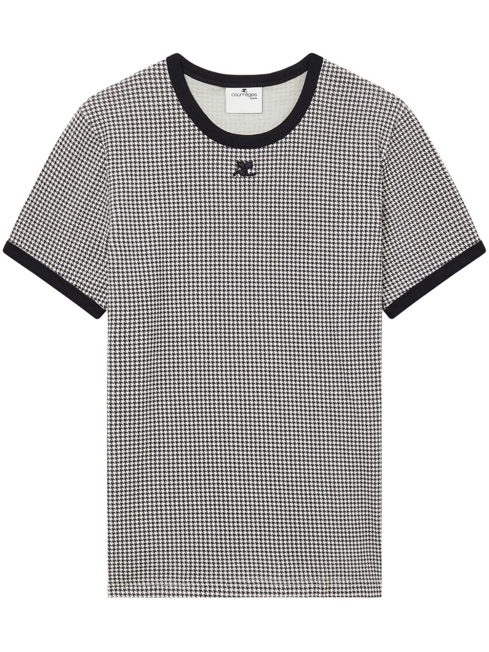 houndstooth-pattern cotton T-shirt - 1