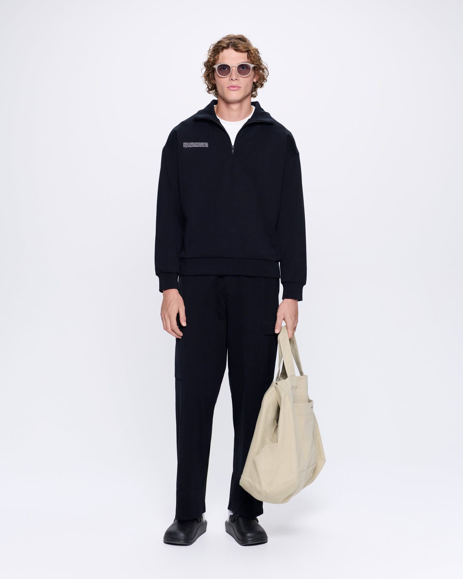 Mens DNA Double Jersey Half Zip Sweatshirt - Black - 2