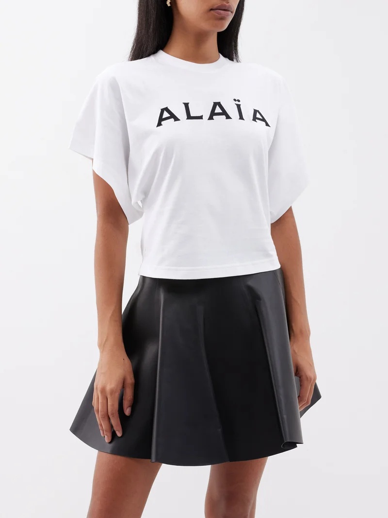 Alaïa Logo-embroidered cotton-jersey T-shirt