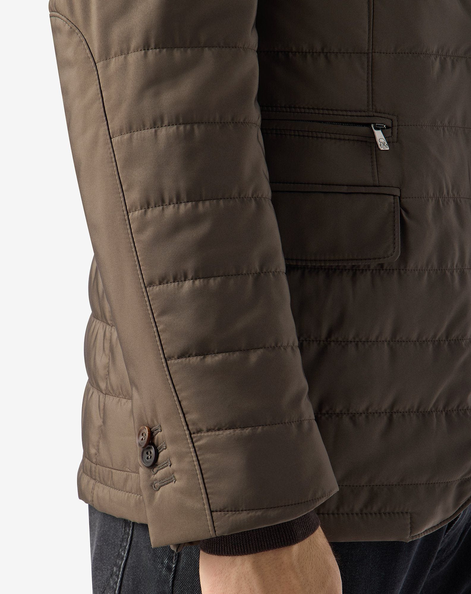Brown techno poplin jacket with detachable vest - 5