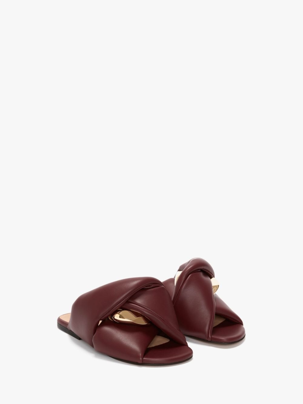 LEEATHER CHAIN TWIST FLAT SANDALS - 2