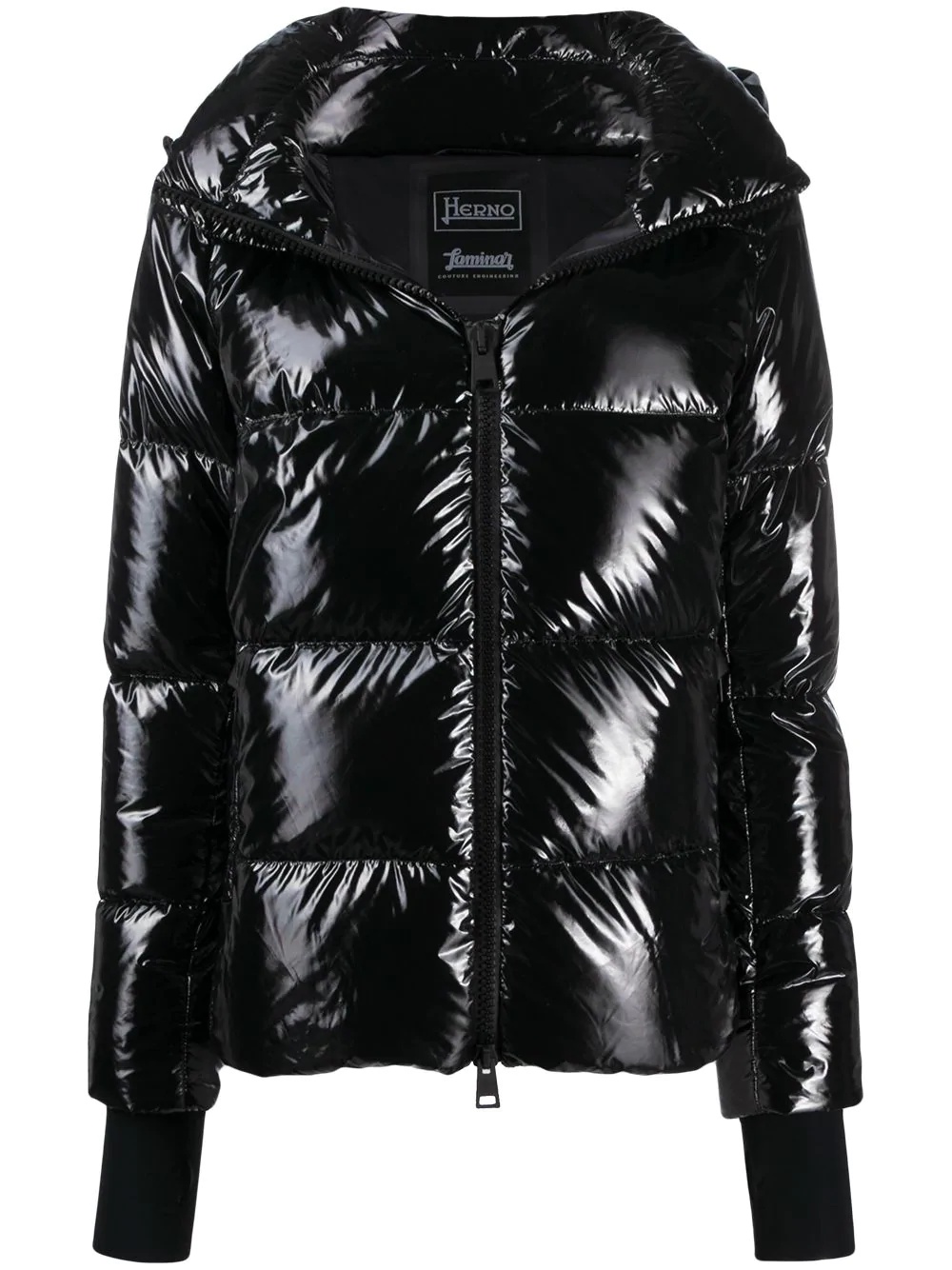 patent finish padded jacket - 1