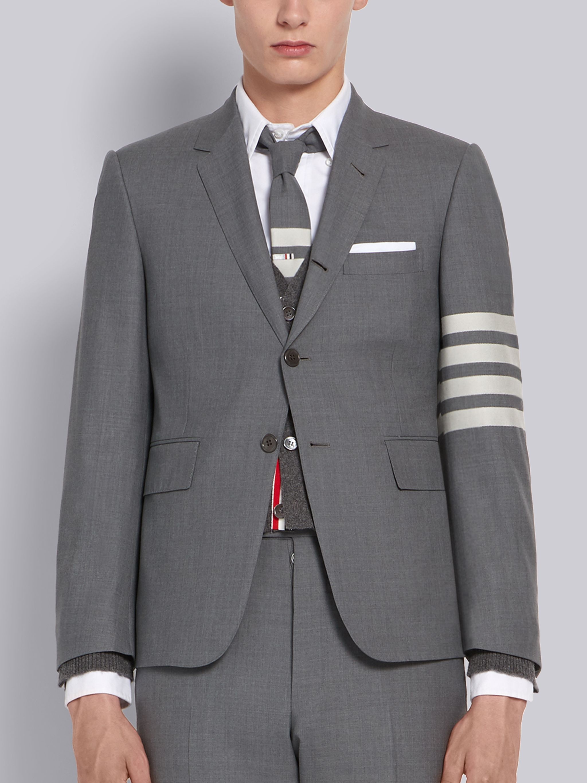 Medium Grey Wool 4-Bar Classic Sport Coat - 1