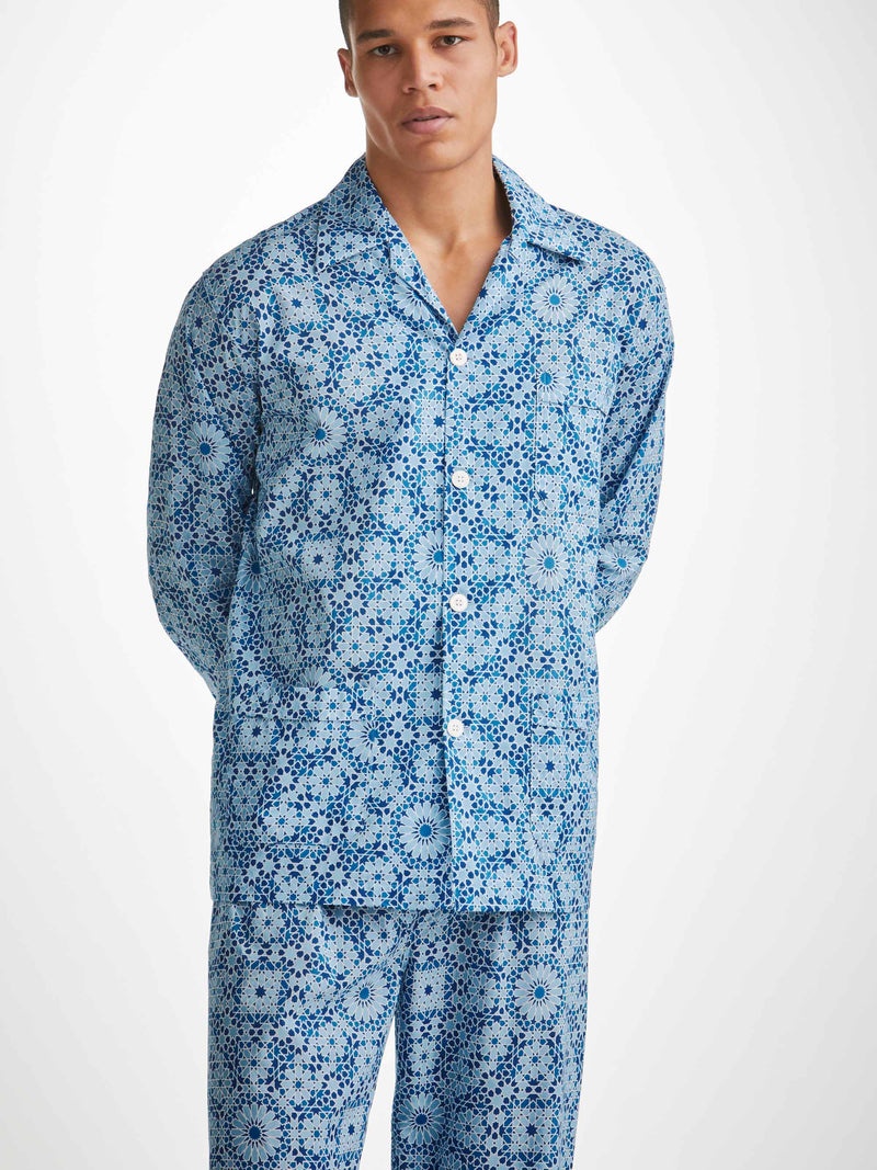 Men's Classic Fit Pyjamas Ledbury 69 Cotton Batiste Blue - 5