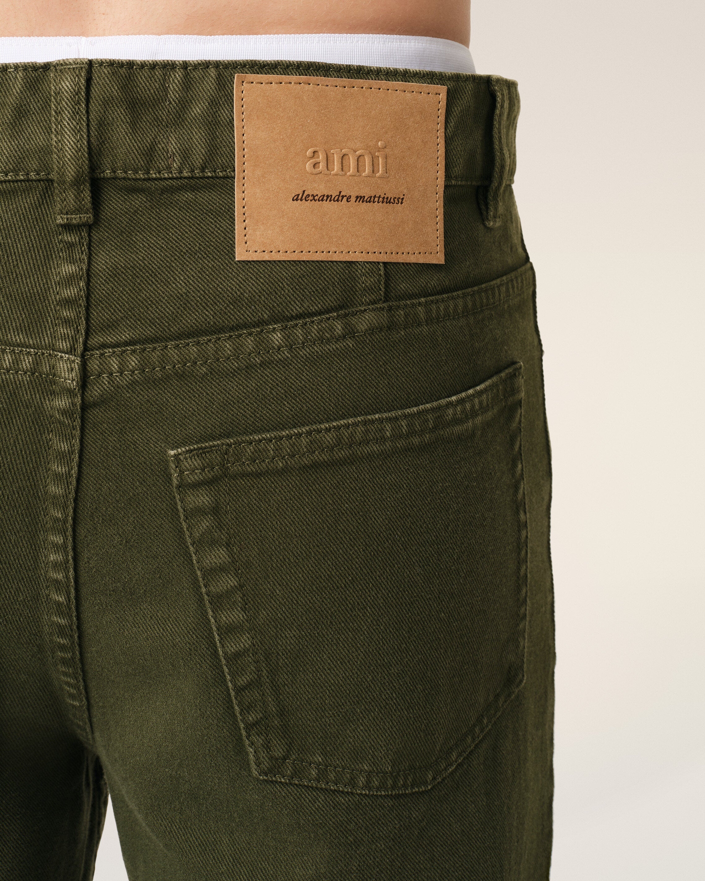 GREEN COTTON TAPERED FIT JEANS - 5