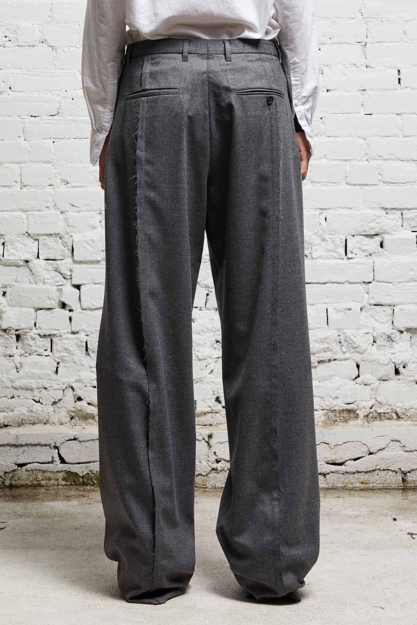 INVERTED TROUSER - GREY WOOL FLANNEL - 5