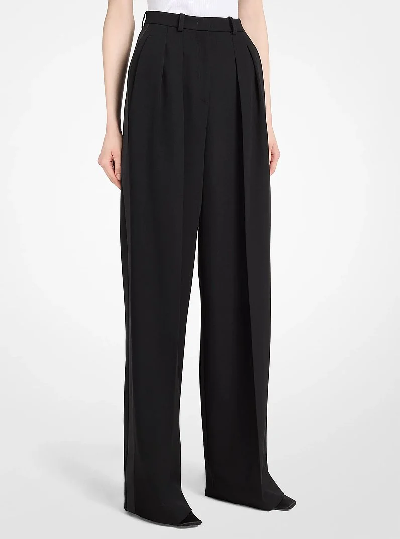 Wool Gabardine Tuxedo Slouch Trousers - 1