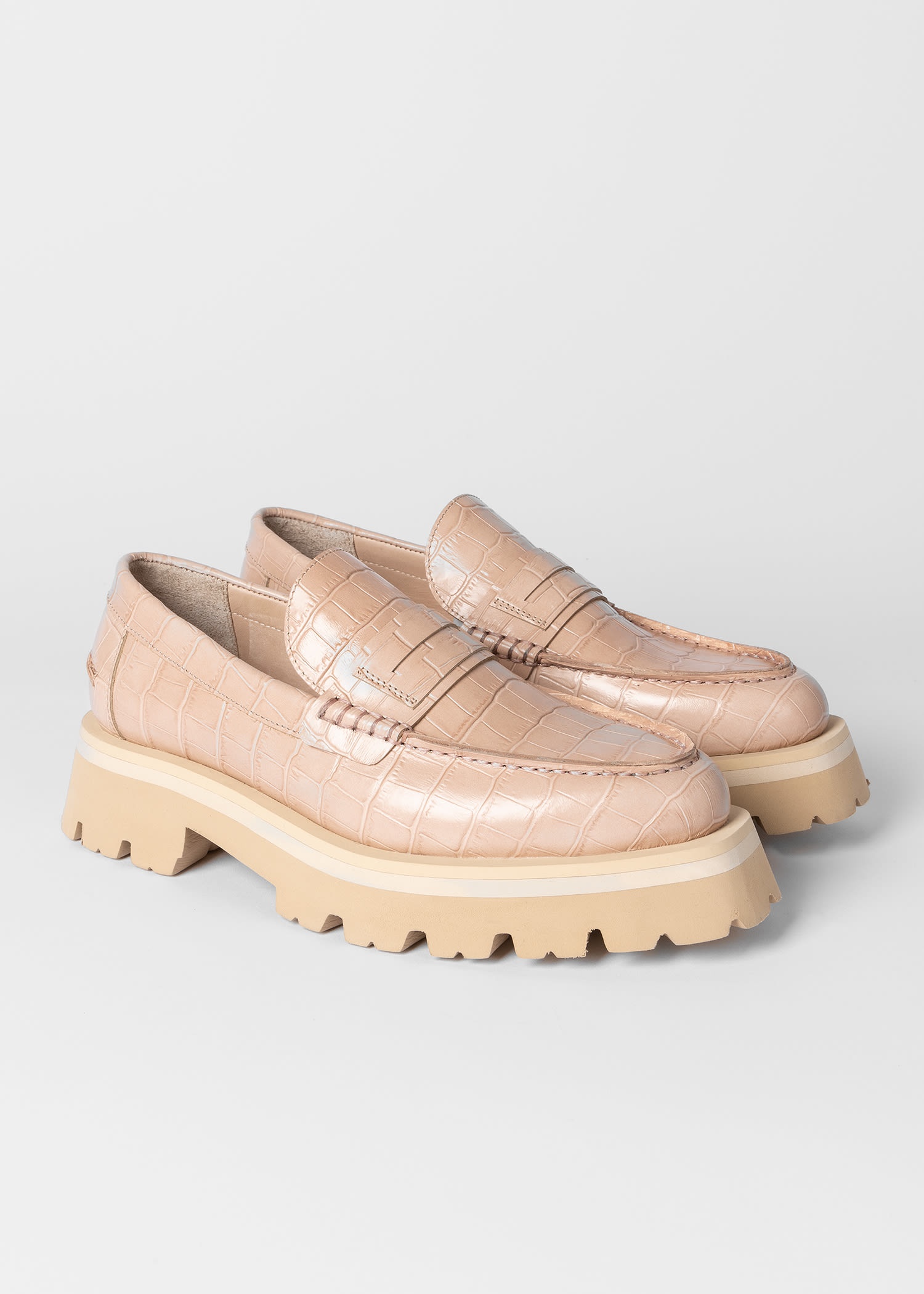 Nude Leather 'Felicity' Loafers - 3