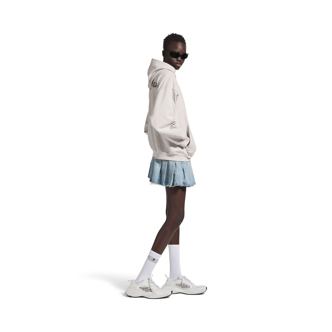 New Balenciaga Back Hoodie Medium Fit in Off White - 5