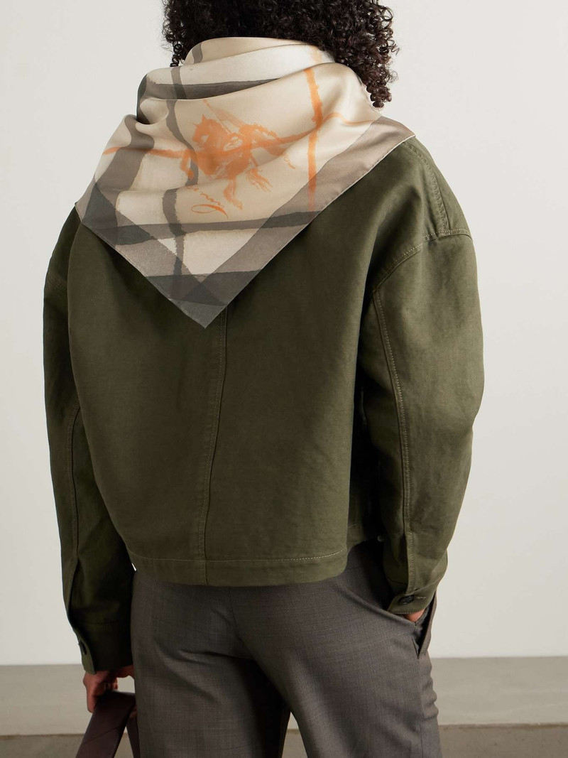 Burberry Printed silk-twill scarf Beige outlook