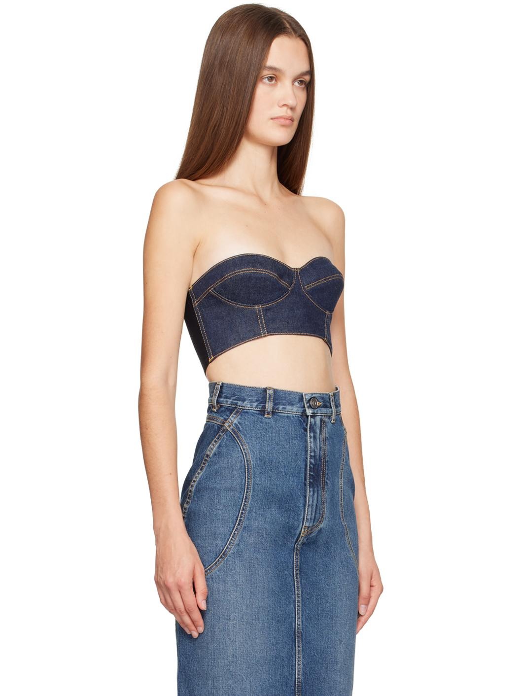 Blue Bustier Denim Top - 2