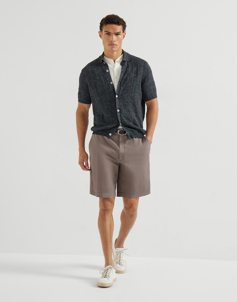 Brunello Cucinelli Garment-dyed Bermuda shorts in American Pima cotton comfort gabardine outlook