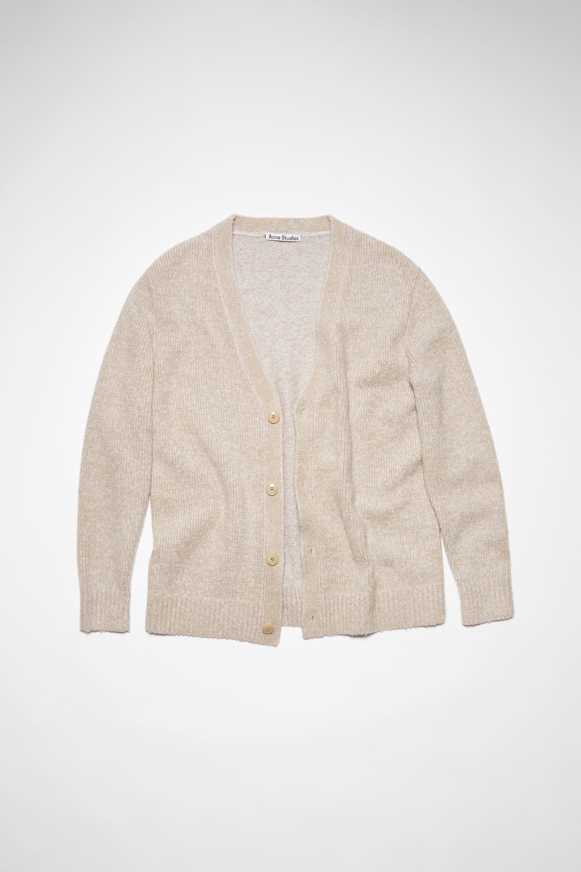 Wool-blend v-neck cardigan - Light taupe - 1