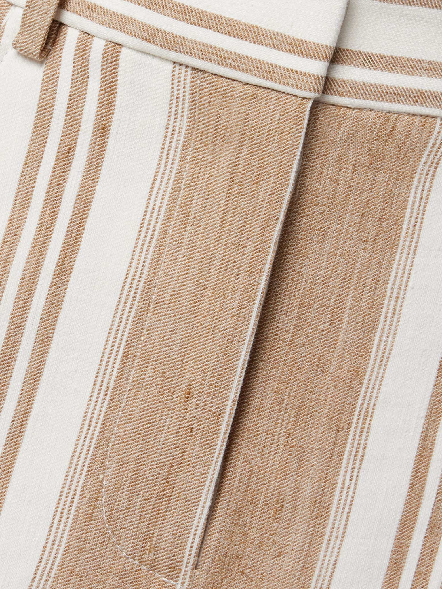 Demie striped linen and cotton-blend wide-leg pants Beige - 5