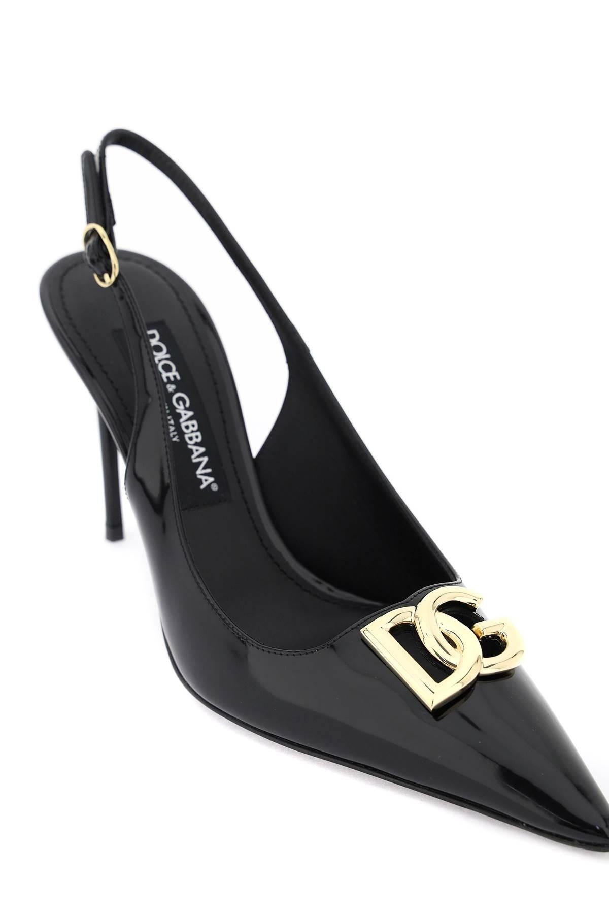 Dolce & Gabbana Glossy Leather Lollo Slingback Pumps - 4