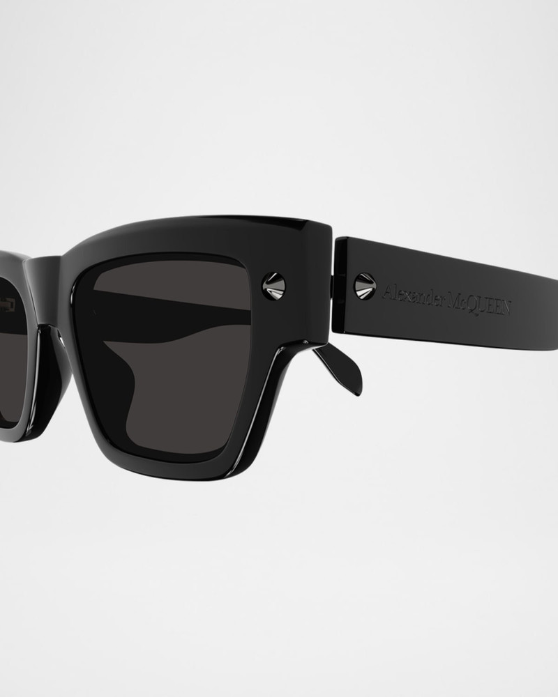 Alexander McQueen Men & apos;s Studded Acetate Rectangle Sunglasses outlook