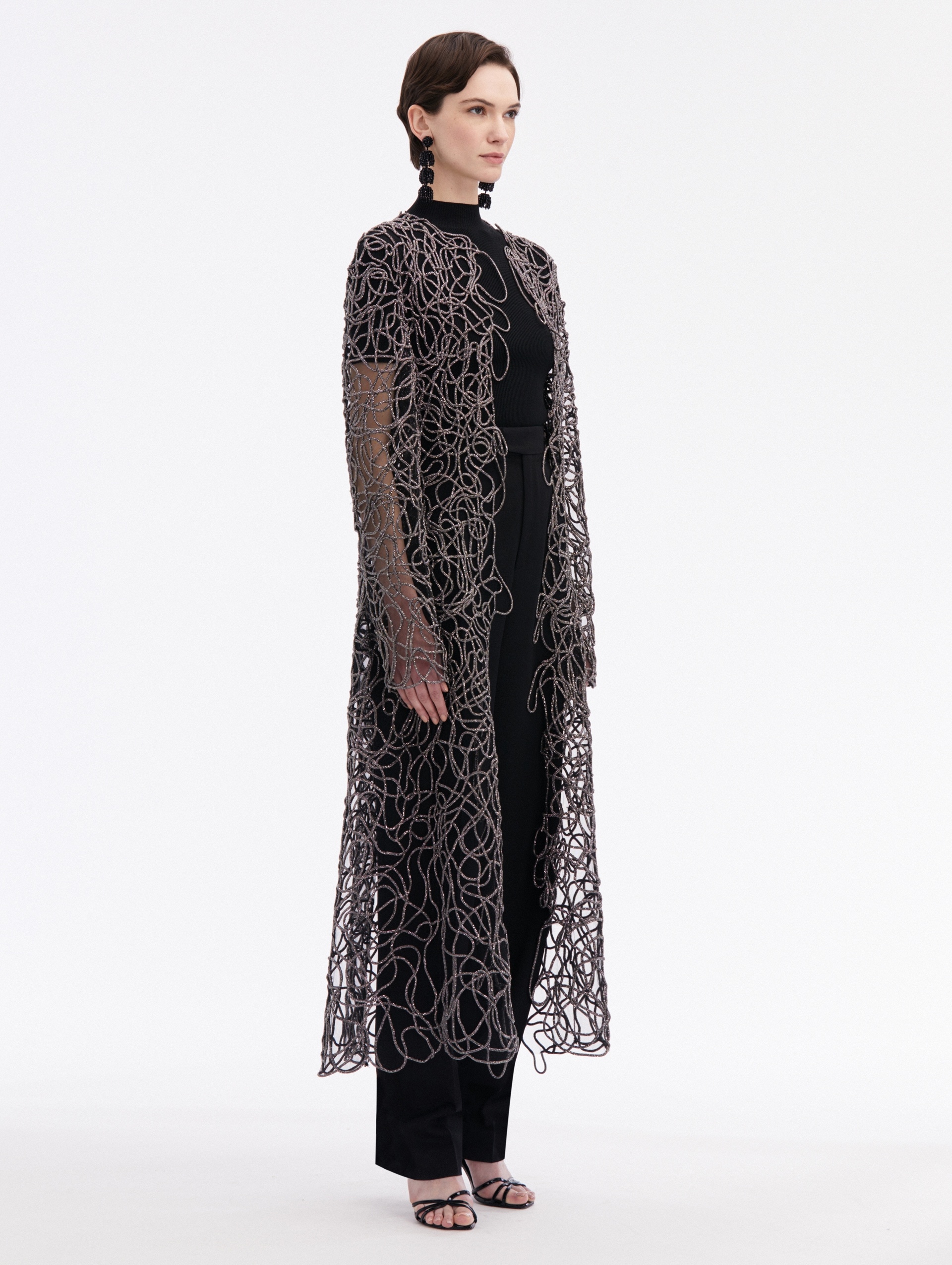 CRYSTAL EMBROIDERED CORD COAT - 3