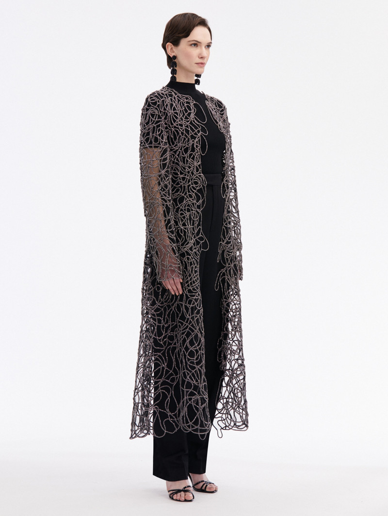 CRYSTAL EMBROIDERED CORD COAT 3