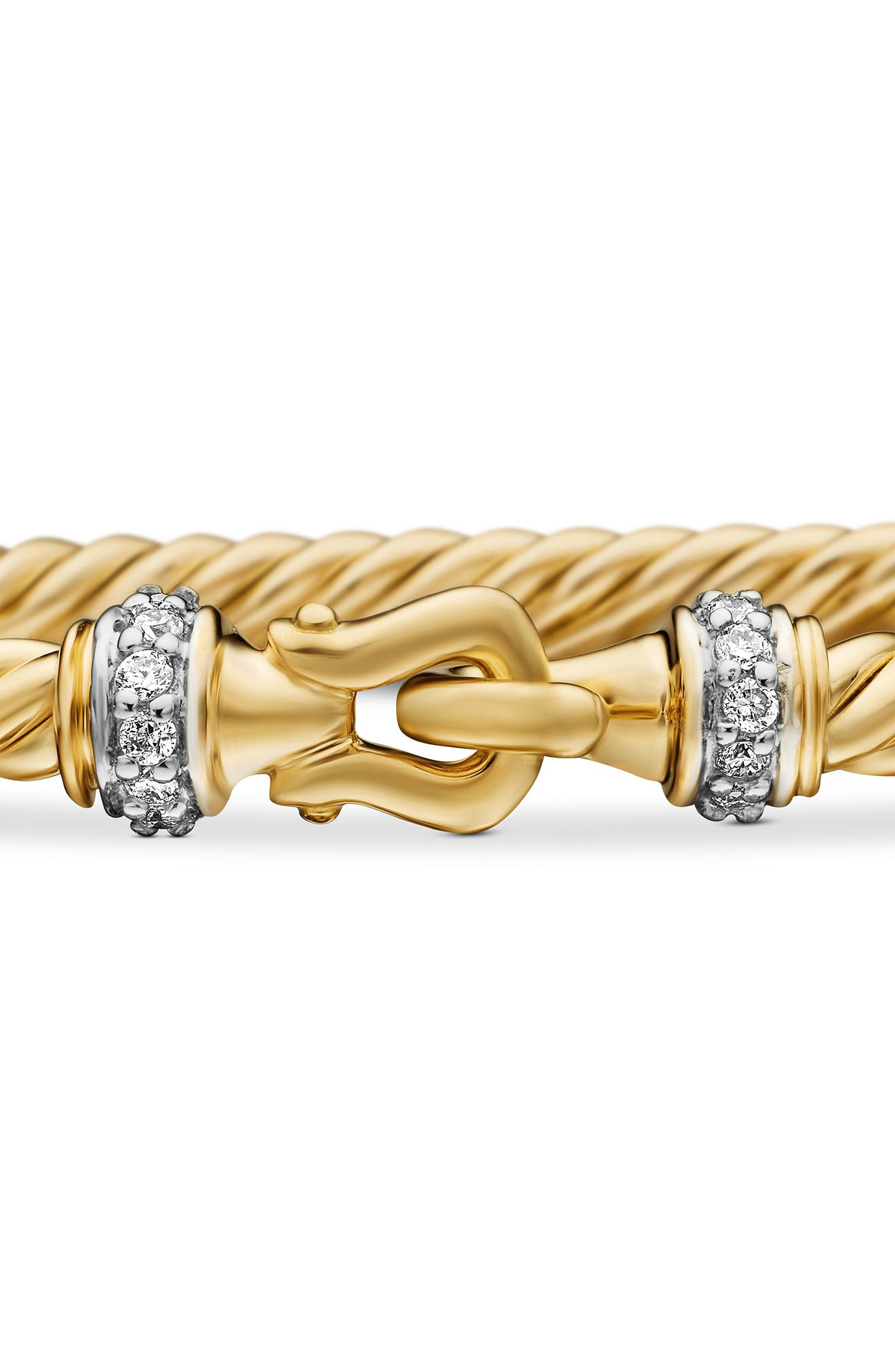 David Yurman Buckle Classic 18K Yellow Gold & Diamond Cable Bracelet, 2.6mm at Nordstrom - 4