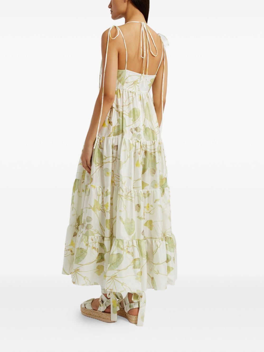 leaf-print maxi dress - 4