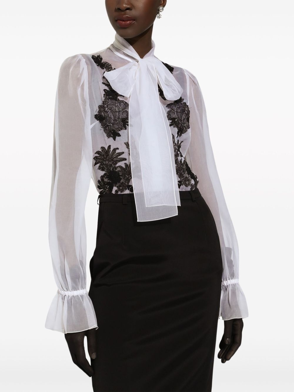 lace-appliquÃ© silk-blend shirt - 5