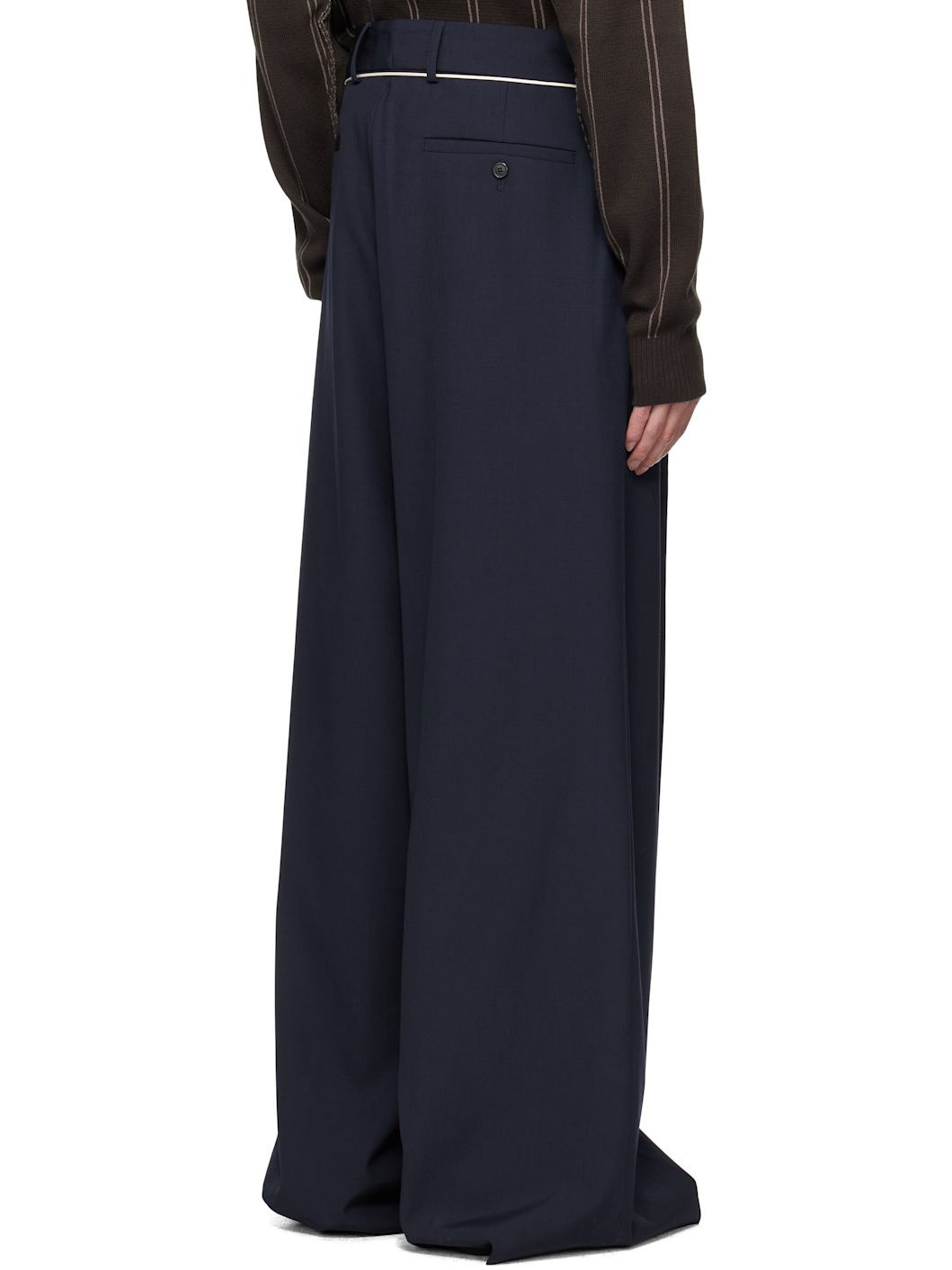 Navy Drawstring Trousers - 3