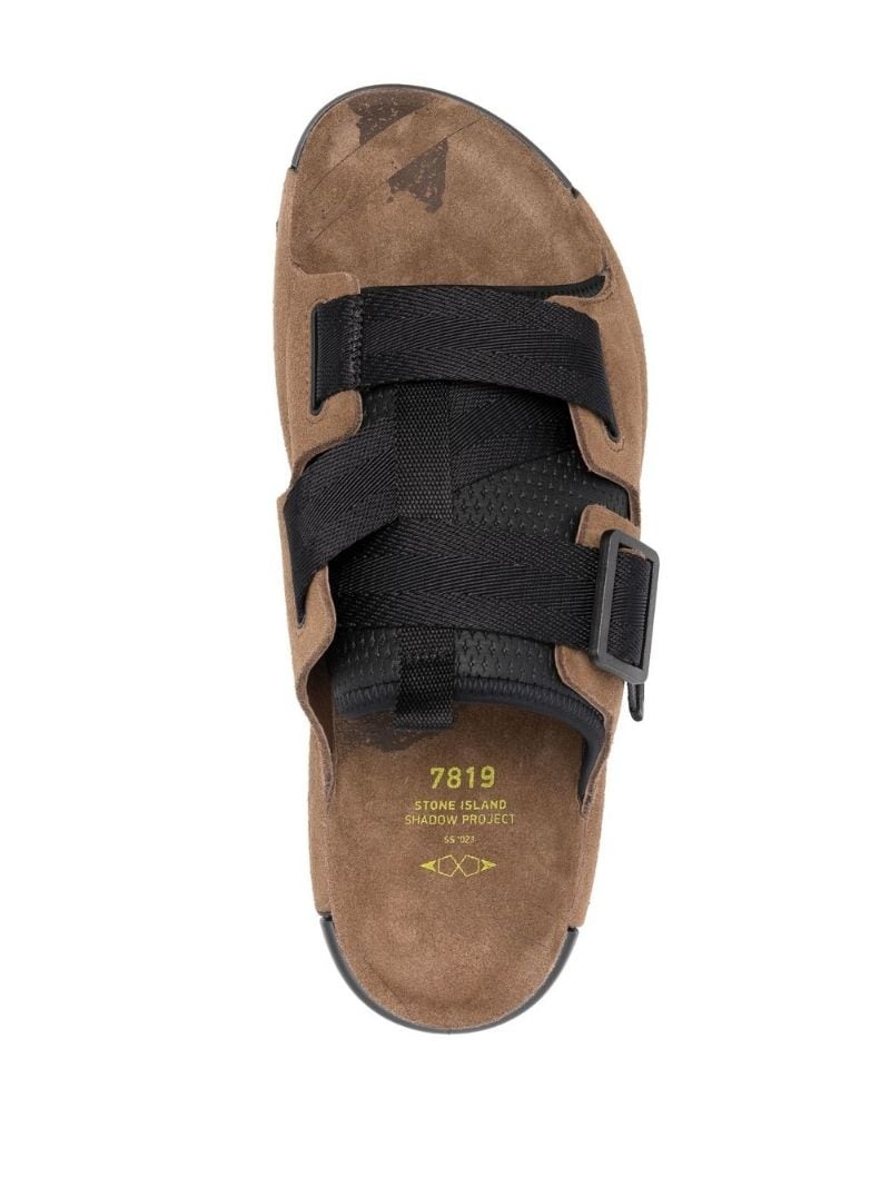 Stone Island Shadow Project crossover fastening suede slides | REVERSIBLE