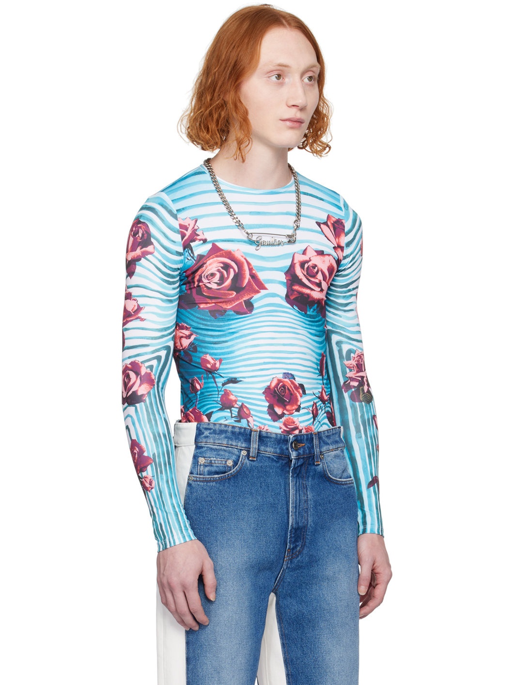 Blue & Red Floral Long Sleeve T-Shirt - 2