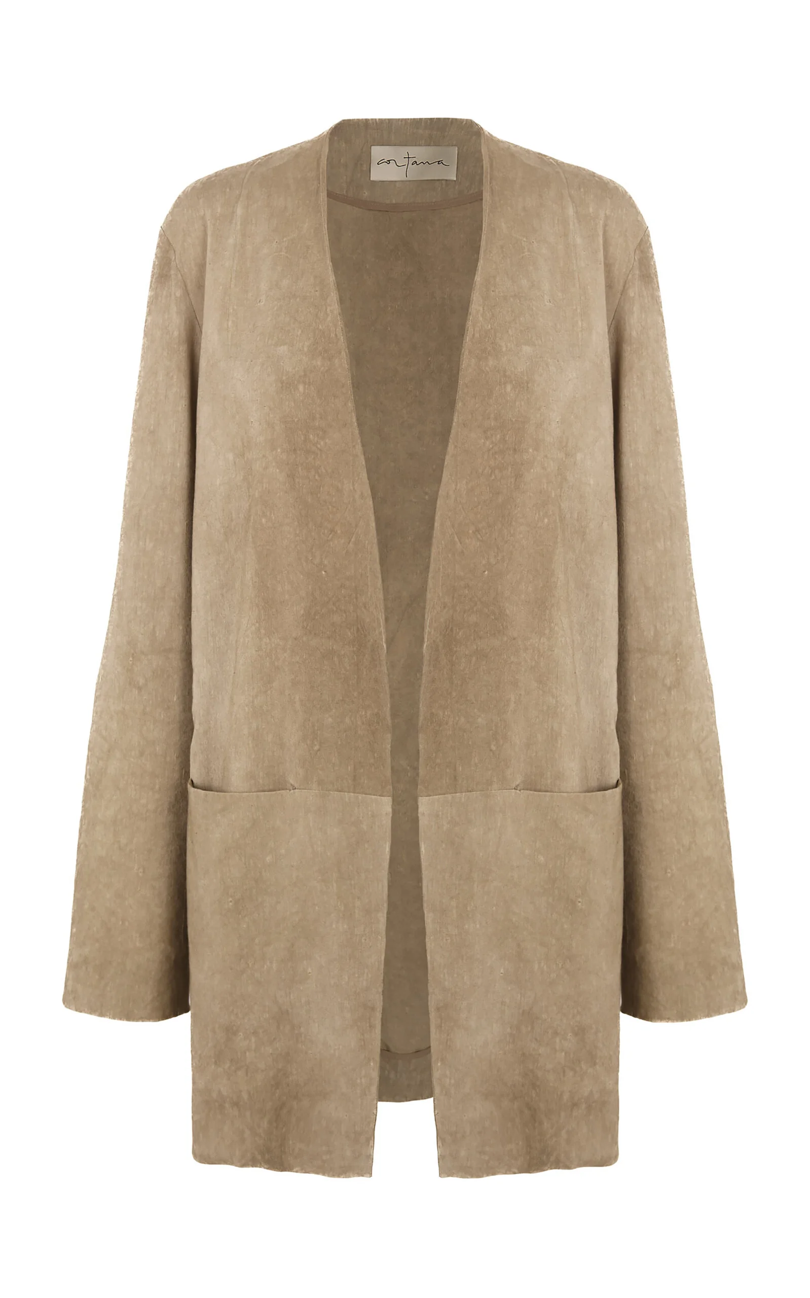 Cassian Collarless Linen-Blend Jacket neutral - 1