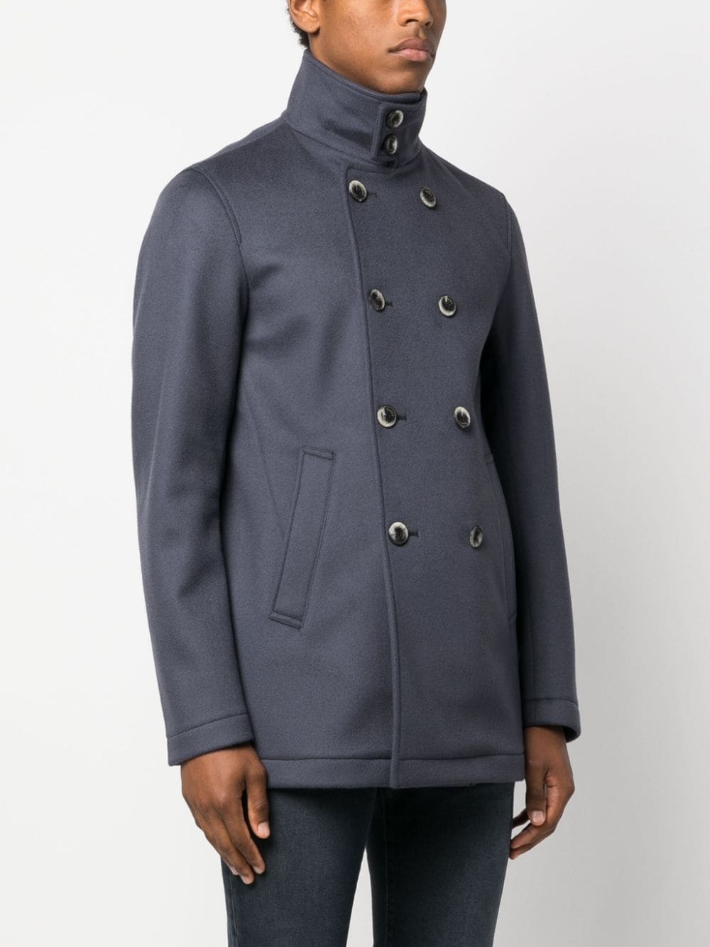 double-breasted wool-cashmere coat - 3