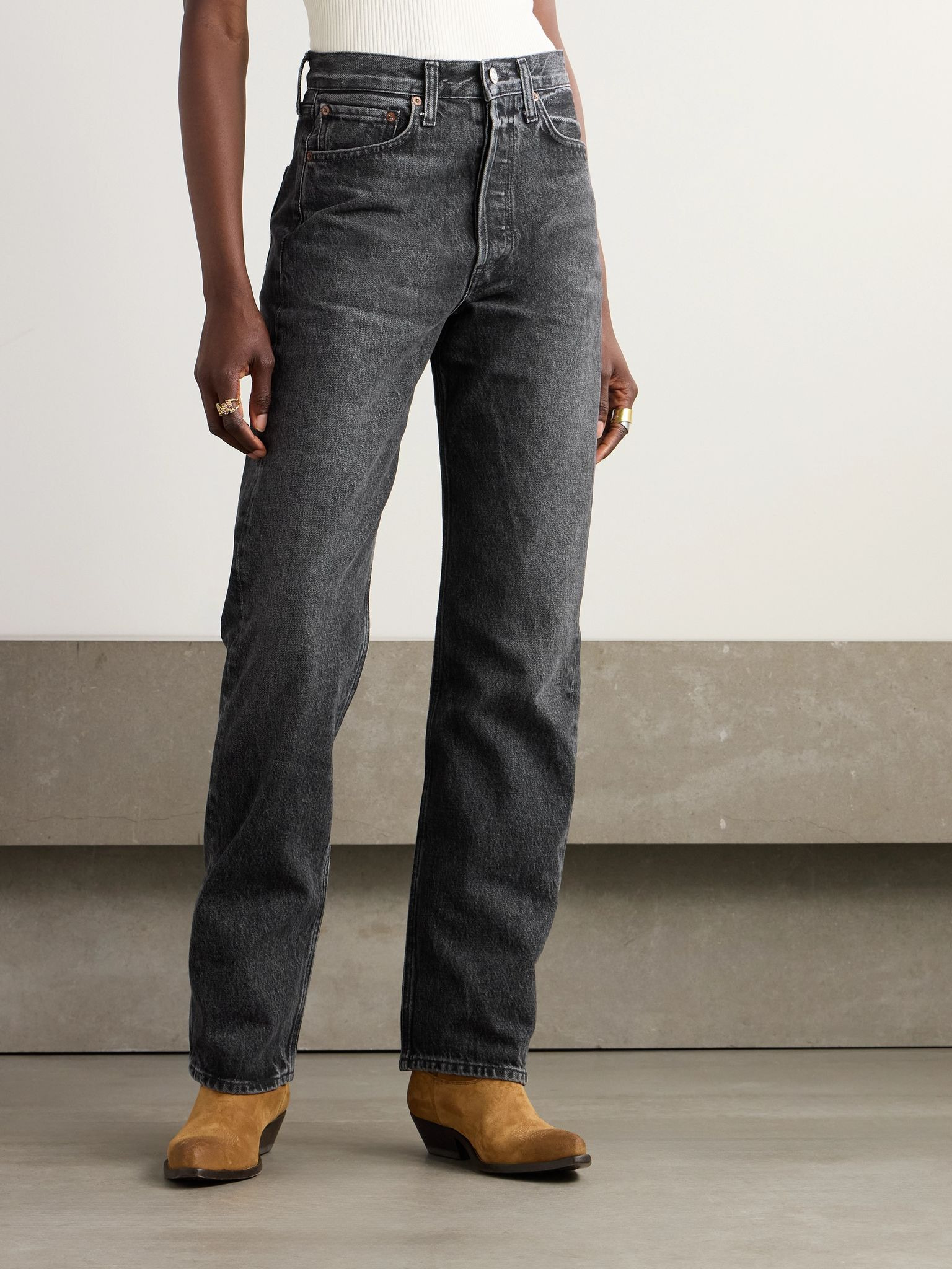 Kelly high-rise straight-leg organic jeans Black - 3