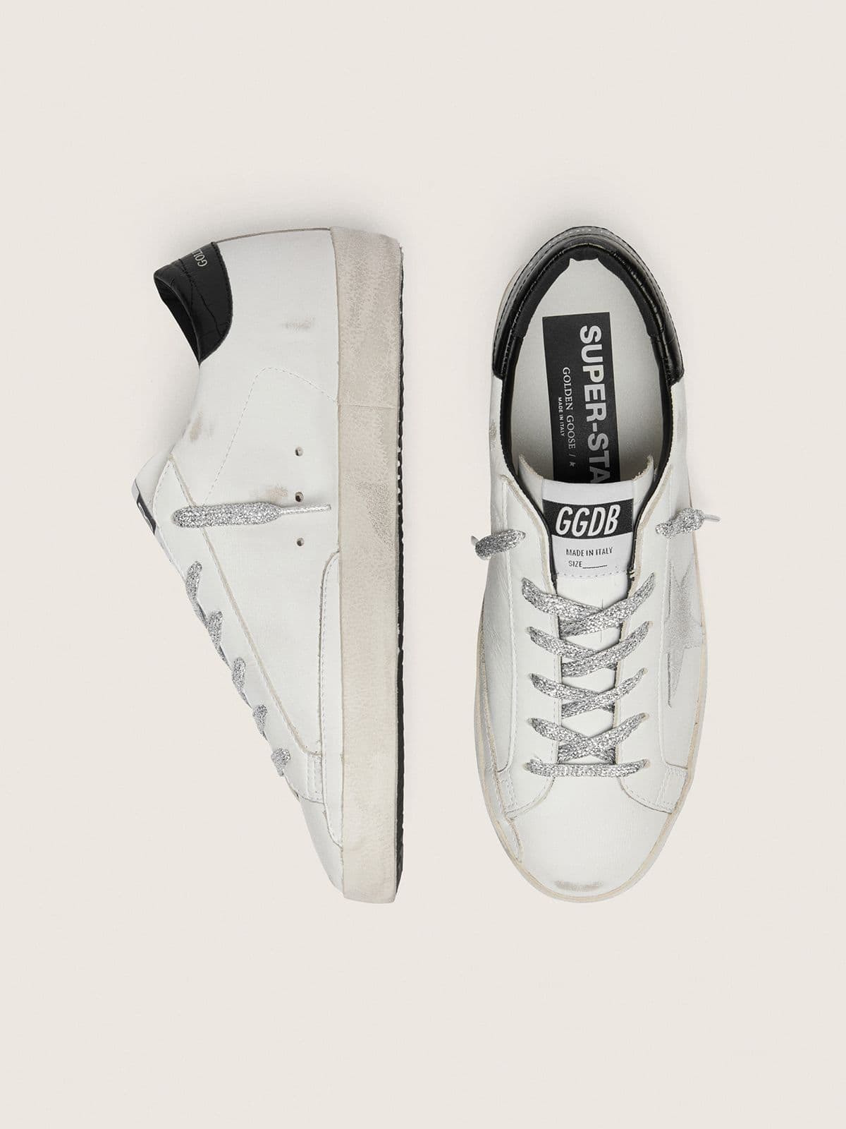 Women's Super-Star with white suede star and black croc-print leather heel tab - 3
