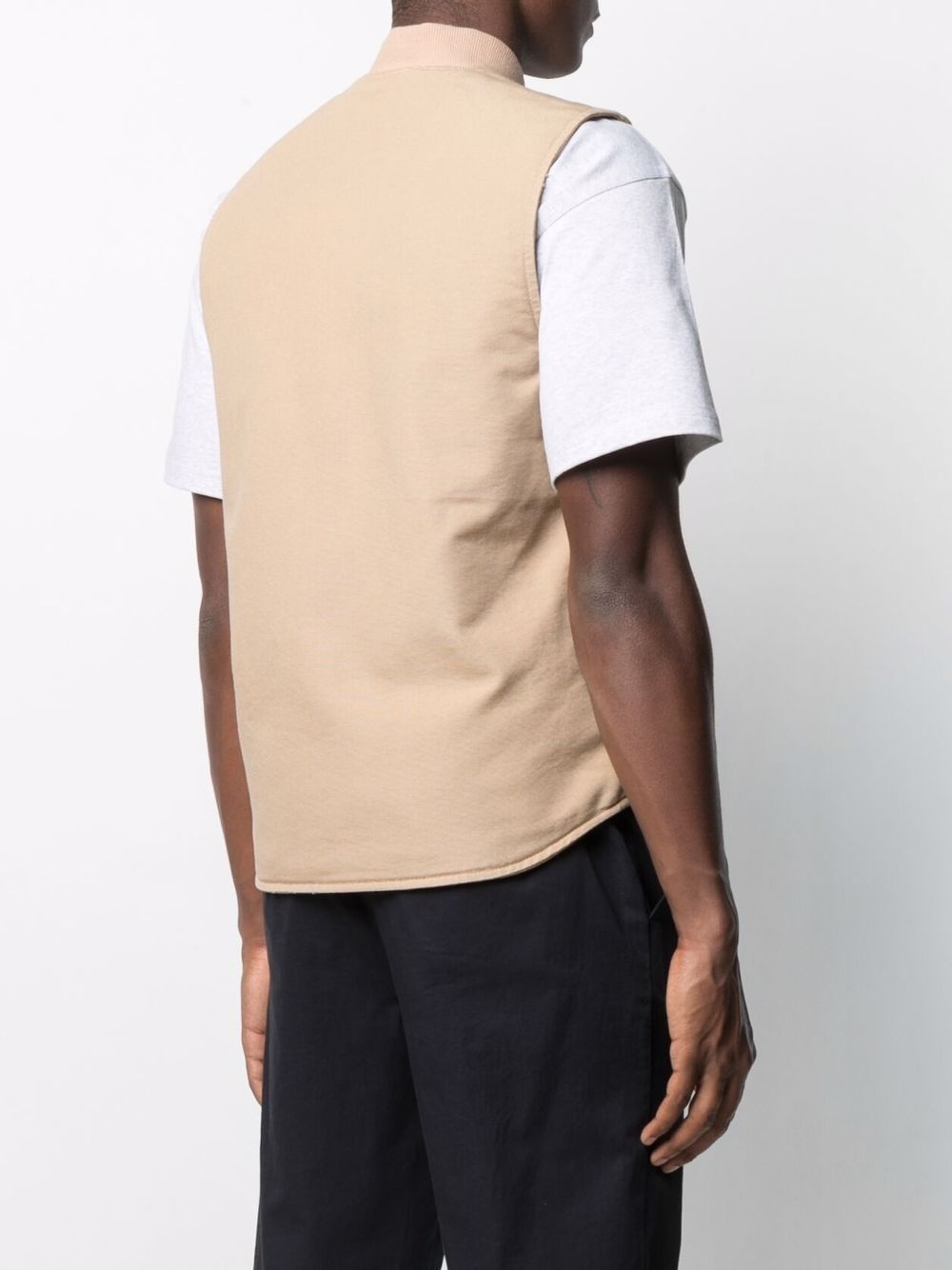 ribbed-collar gilet - 4
