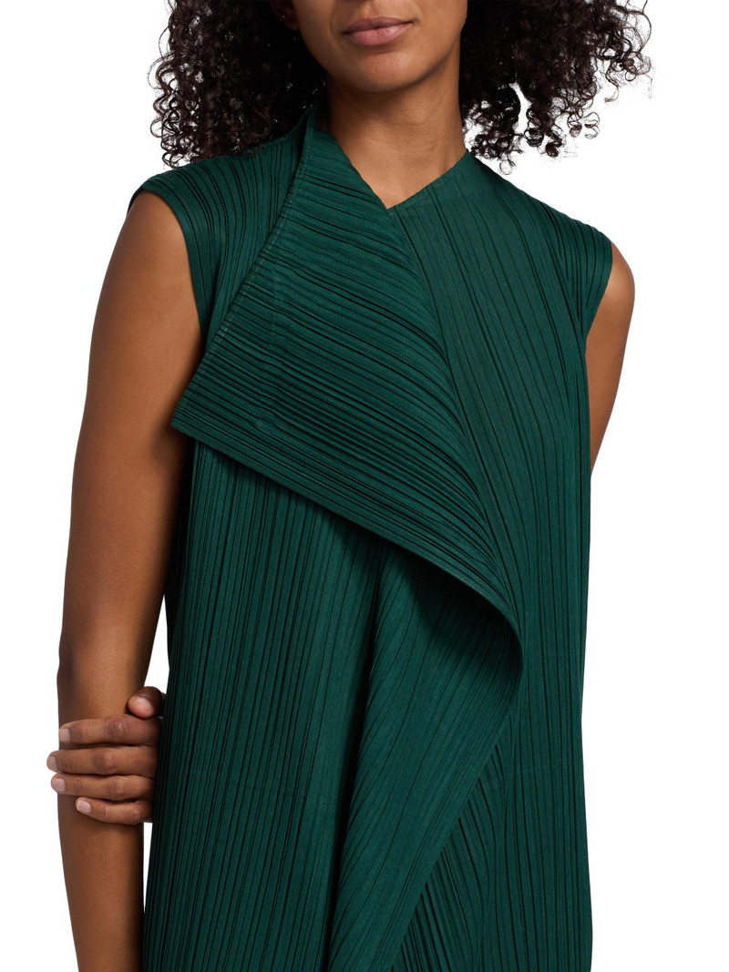 Women's Plissè Pleats Ruffle Midi-Dress - Dark Green 6