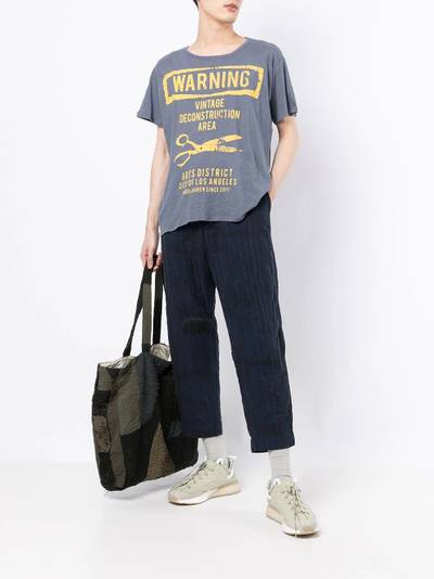 Greg Lauren Warning-prnt T-shirt outlook