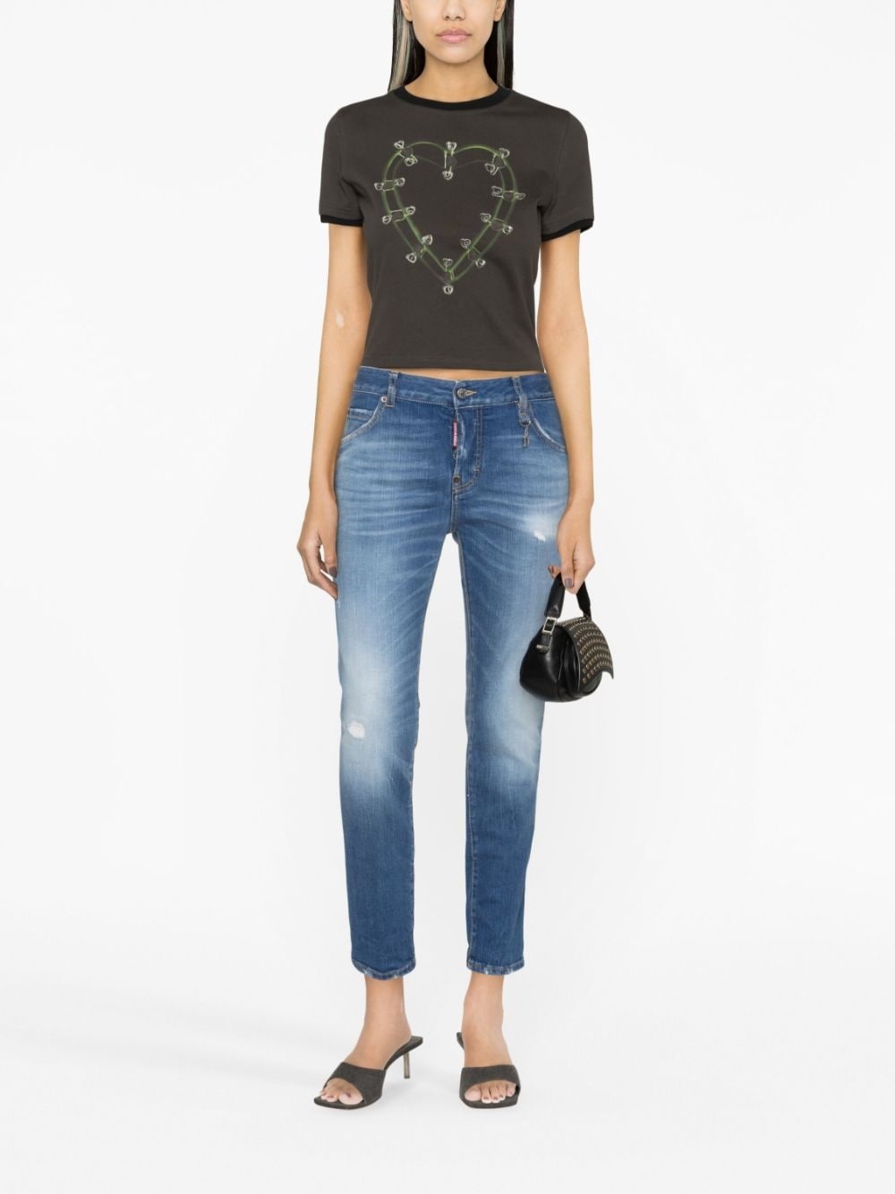 logo-plaque tapered jeans - 2