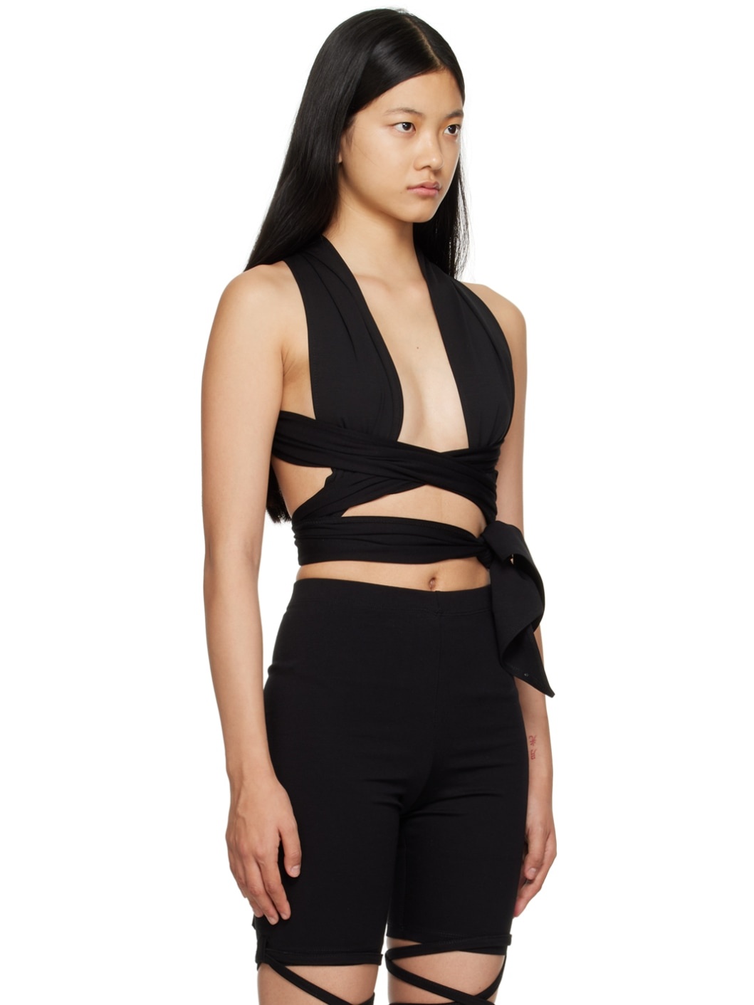 Black Tied Tube Blouse - 2