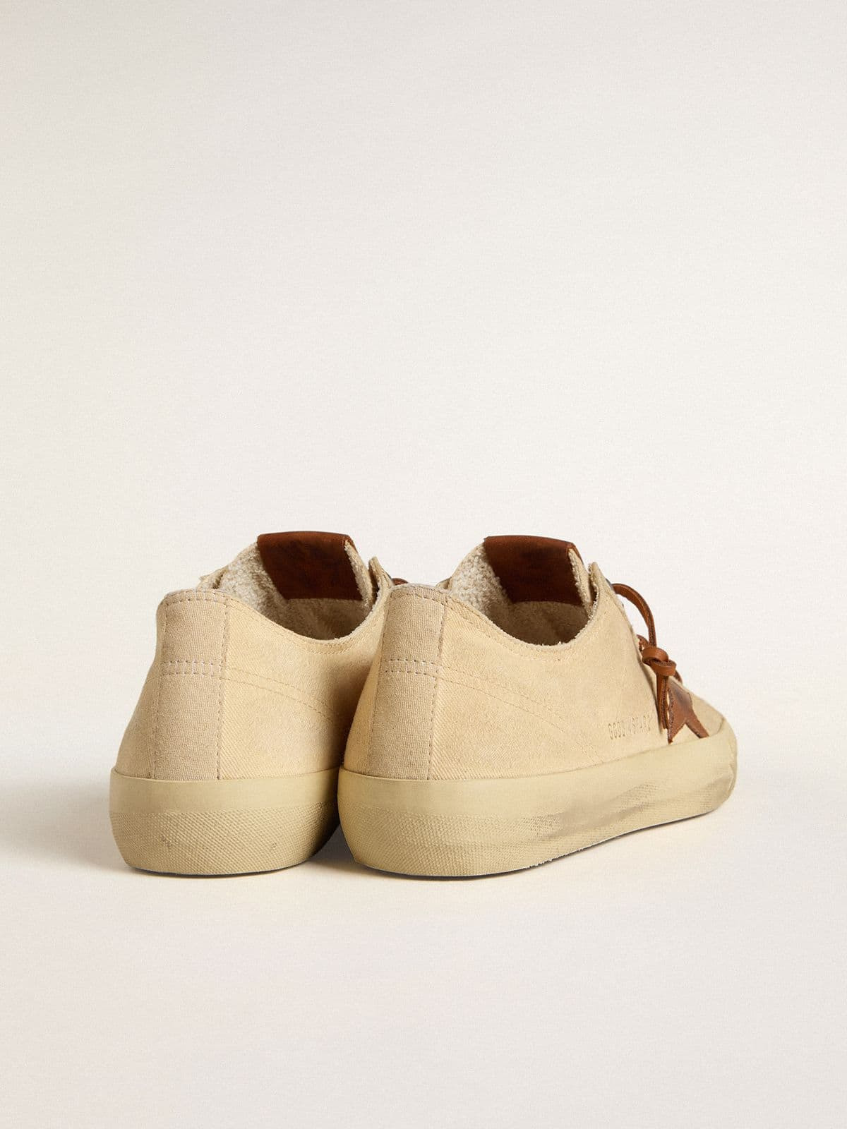 Men's V-Star in cream canvas with tobacco leather star - 5