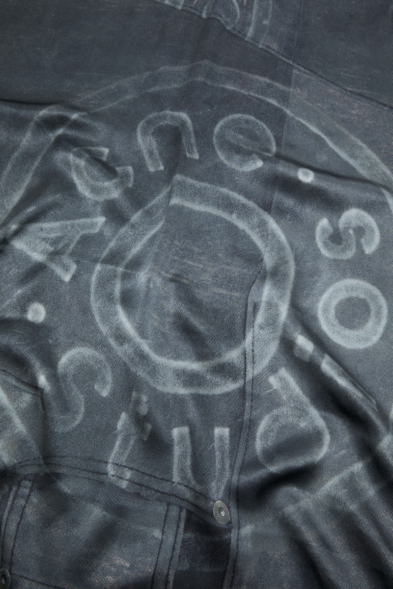 Printed silk scarf - Dark Blue 4
