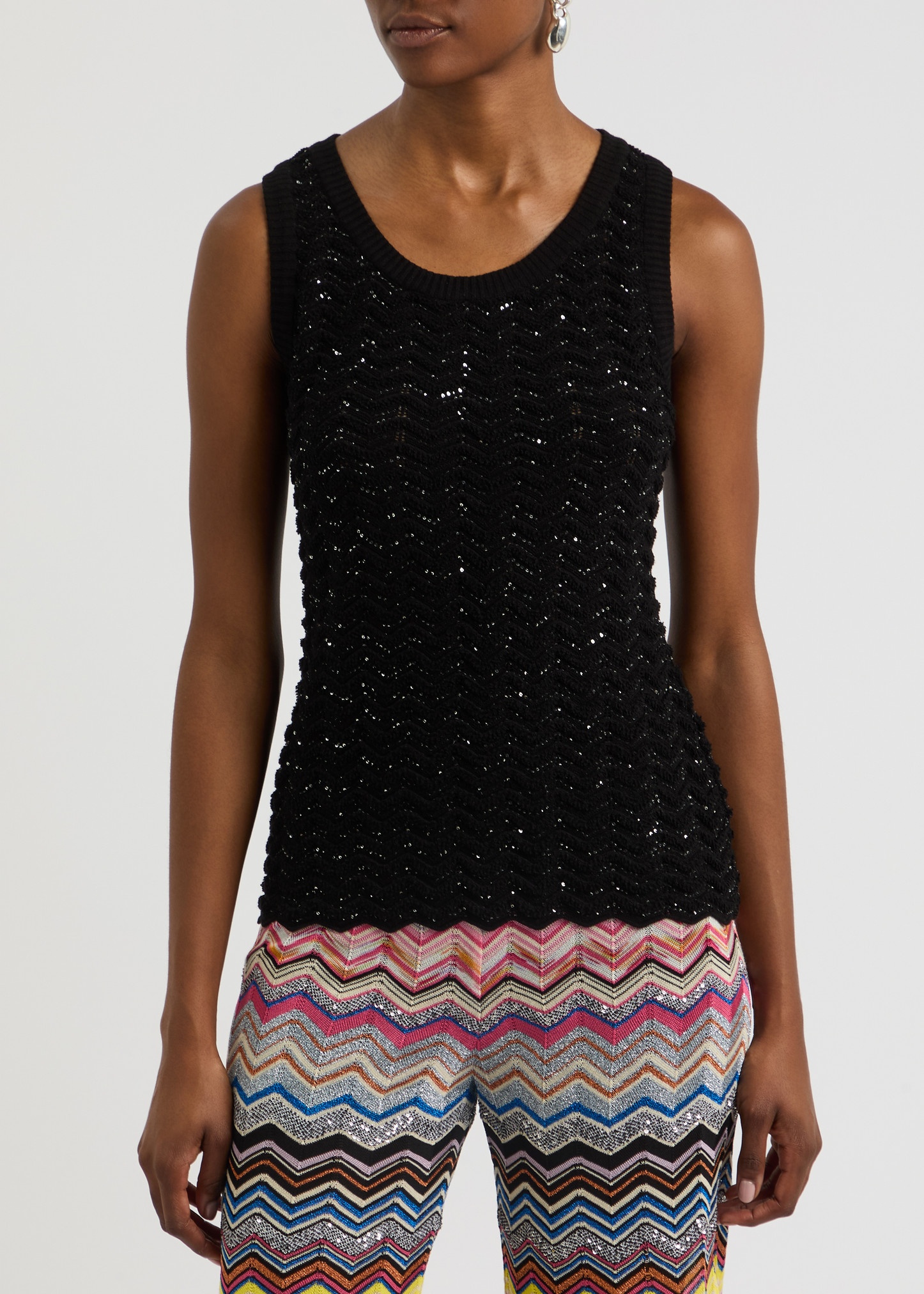 Zigzag sequin-embellished knitted tank - 2