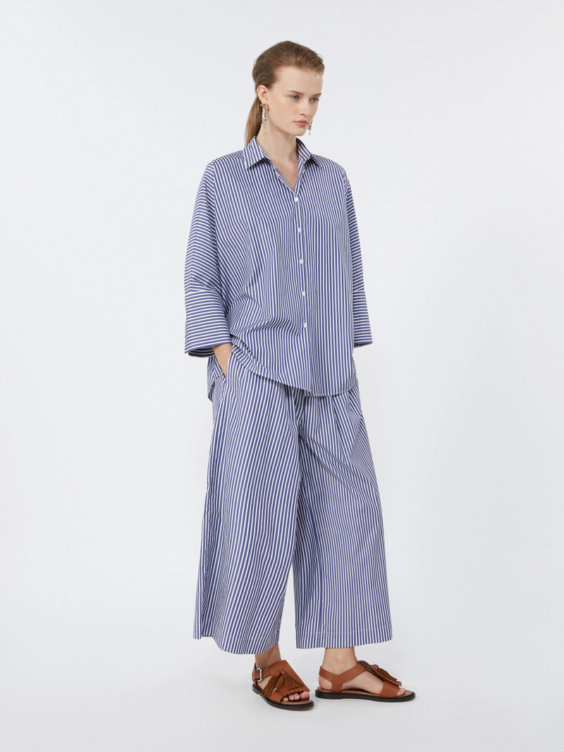 WEEKEND Max Mara Cropped cotton poplin trousers - NAVY outlook