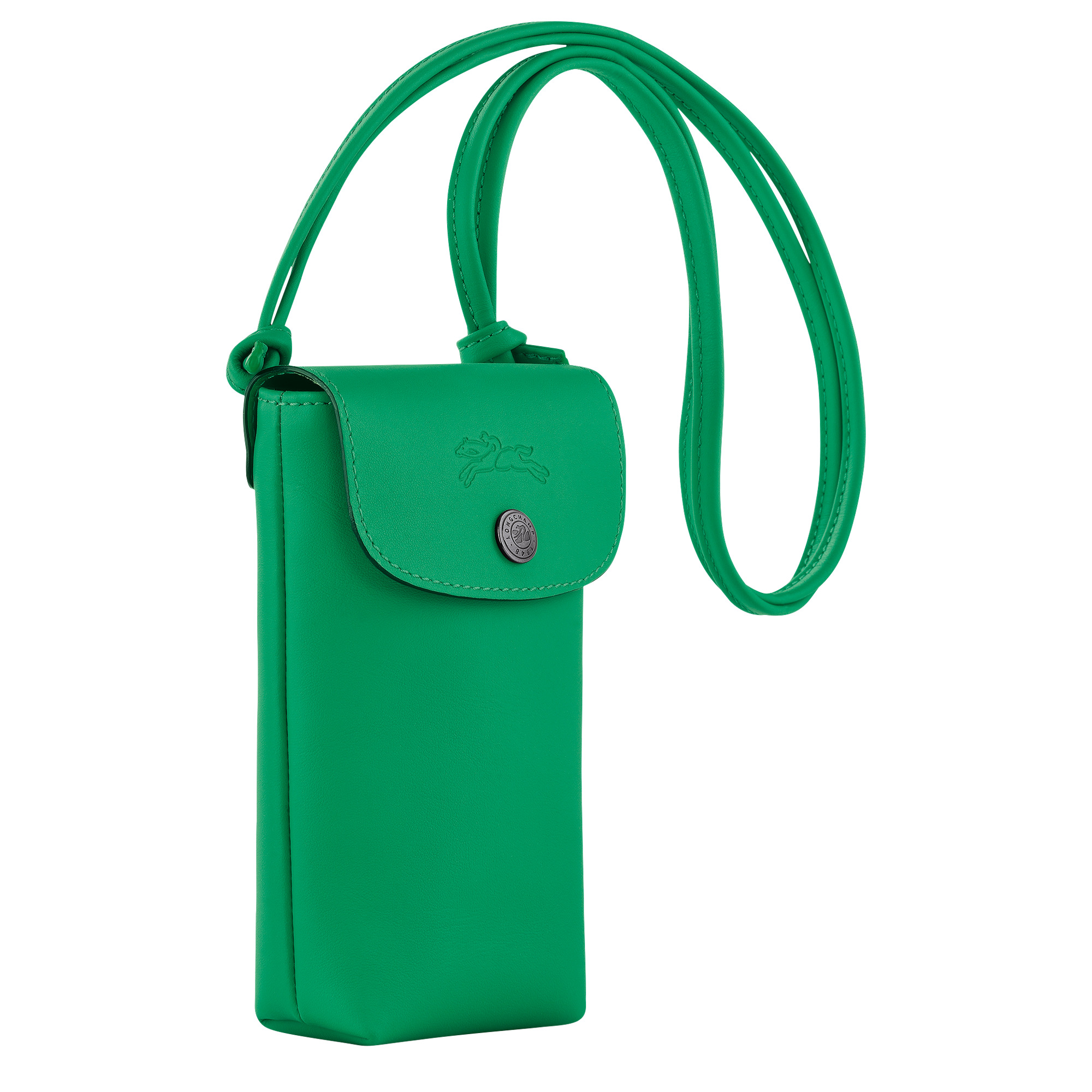 Le Pliage Xtra Phone case with leather lace Green - Leather - 3