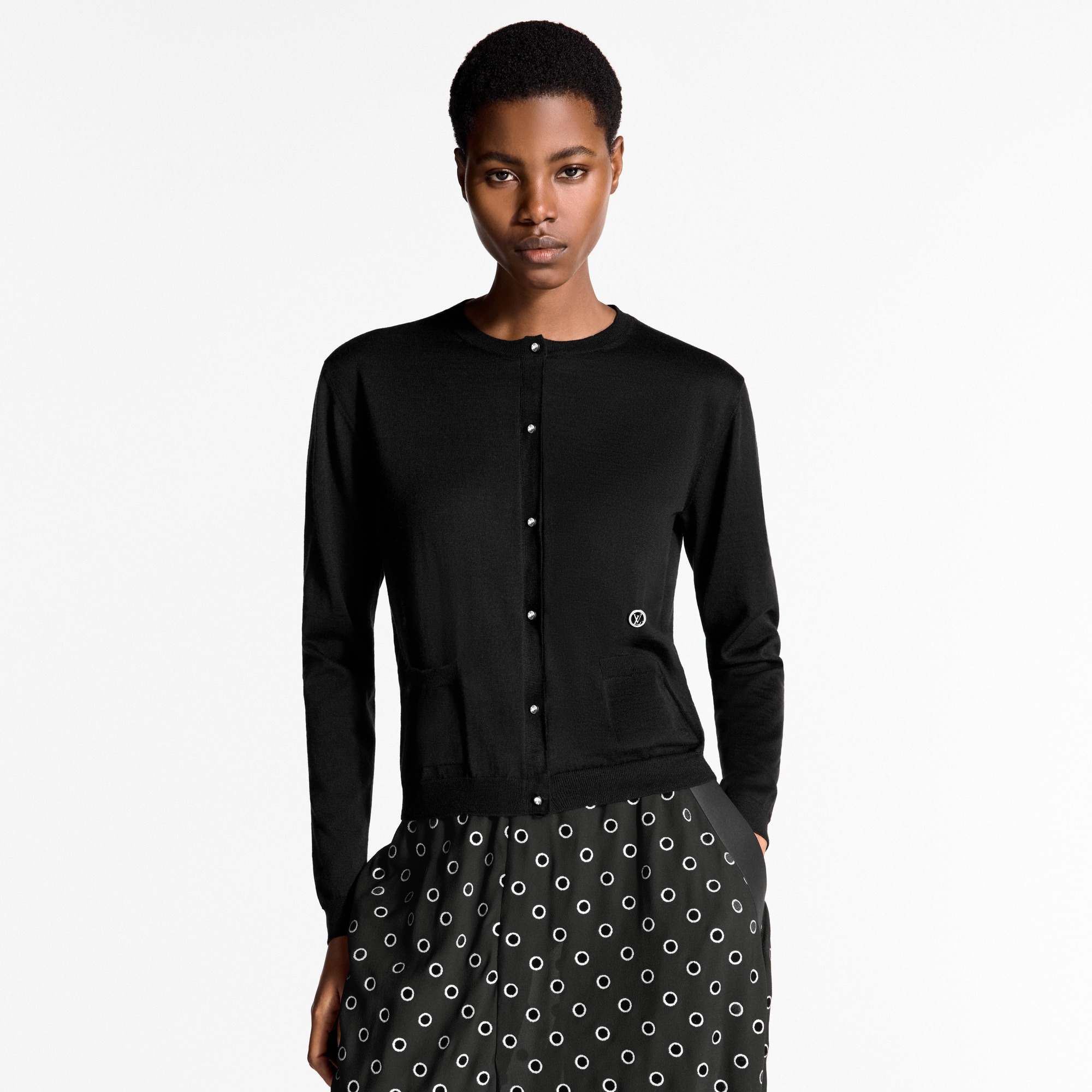 Rhinestone Button Cardigan - 2